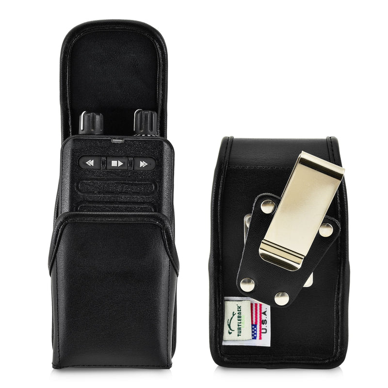 Turtleback Case Made for Motorola Minitor 7 Voice Pager Fire Radio Phone Black Leather Belt Case with Heavy Duty Rotating Removable Clip, Magnetic Closure Flap Leather - Minitor 7 HD Belt Clip