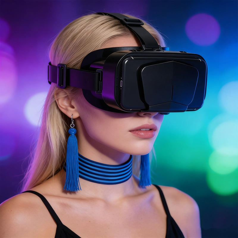 3D VR Glasses Virtual Reality Headset, 360° Panorama Large Screen VR Goggles for Movies & Games Black