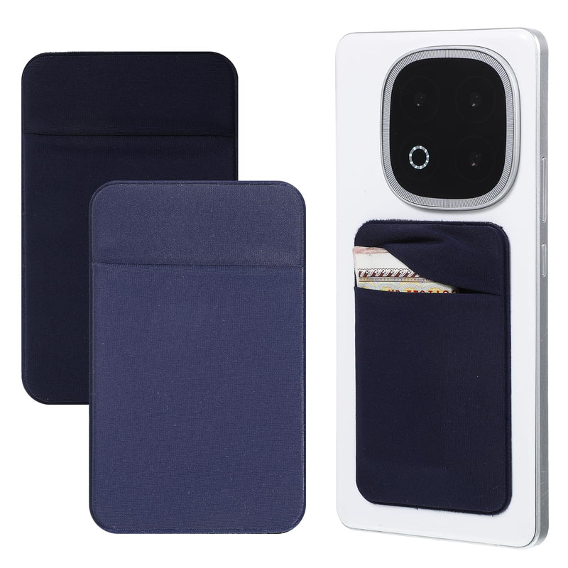 2 Pack Stick on Phone Wallet, Adhesive Cell Phone Card Holder, Stretchy Spandex Sticky Credit Card Wallet Pocket for All Smartphones