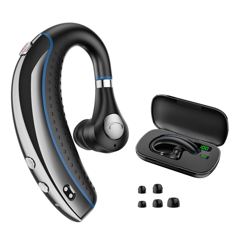 [AUSTRALIA] - Bluetooth Headset, Bluetooth Earpiece with Noise Canceling Microphone, 0.53oz Ultralight V5.3 Wireless Headset with Charging Case Mute Button 56H Playtime Multi point for Work Cell Phone Driver Office Black 
