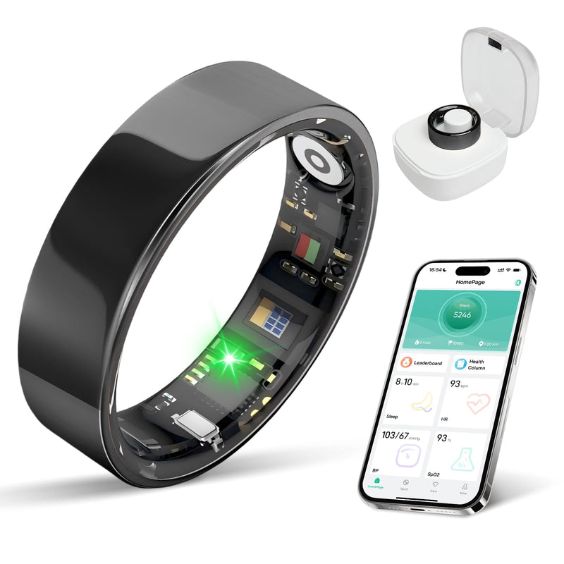 BIEMHA IP68 Waterproof Smart Ring - Fitness & Health Tracker with Sleep/Exercise Monitoring, Unisex for Women Men, iOS & Android Compatible, Long Lasting Battery Life, No Subscription (Black, 10)