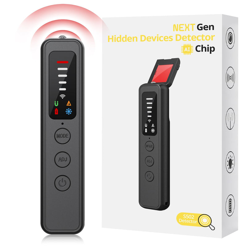 [AUSTRALIA] - Hidden Camera Detector, Spy Camera Detectors - AI-Powered Anti-Spy Device, GPS Tracker & Bug Detector, Portable RF Signal Scanner for Hotels, Travel, Home & Office, 5-Level Sensitivity Black 