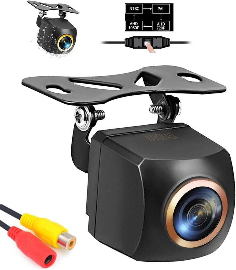 Car Backup Camera, 1080P AHD/CVBS Dual Format with CCD Sensor, 170° Ultra Wide Angle Fisheye Lens, 0.01 lux Night Vision, IP68K Waterproof & Dustproof 12-24V, for Truck SUV RV Van (JD1080P) JD1080P