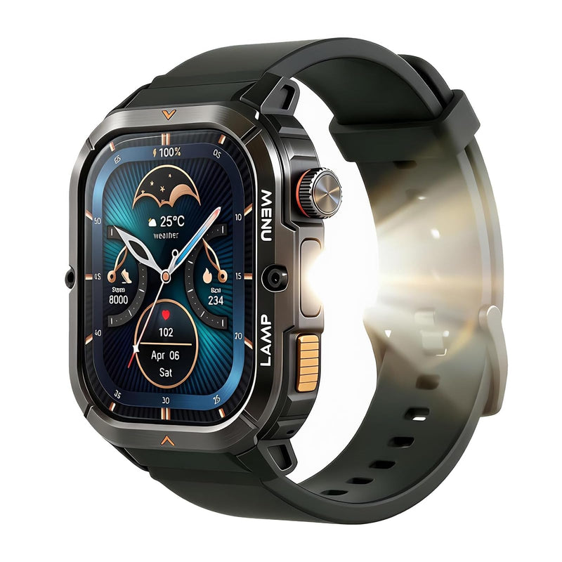 AGM Legion 3 Military Smart Watch, AMOLED, Bluetooth Call, Flashlight | MIL-STD-810H, 5ATM+IP68, 100+ Sport Modes, Strava Compatible, 10-Day Battery, 22mm Universal Band