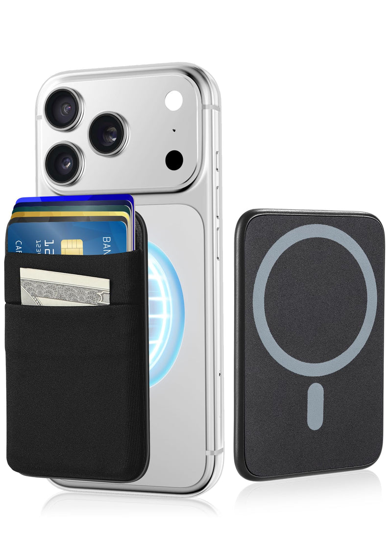 Senose Compatible for Magsafe Wallet, 6 Cards Holder, Slim Stretchy Magnetic Phone Wallet for Back of Phone Compatible for iPhone 17/16/15/14/13/12 Pro Max Plus Air Series, Black