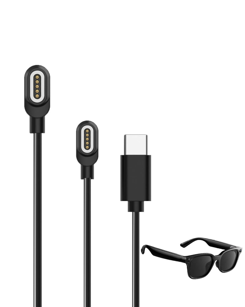 [2 Pack] for rokid Glasses AI Glasses Charger, Magnetic Replacement USB Charging Cable Compatible with rokid Smart Glasses Accessories.(Black)