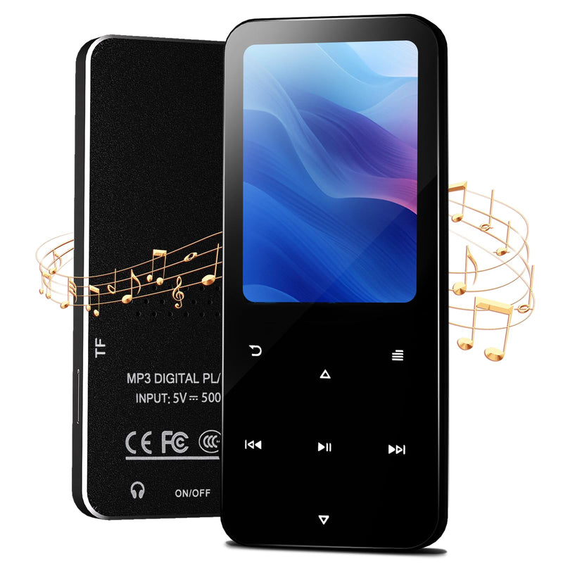 [AUSTRALIA] - 144GB MP3 Player, Bluetooth 5.2 Music Player, HiFi Sound Digital Music, Built-in HD Speaker, FM Radio, Voice Recorder, Earphones Included, MP3 Player for Friends, Kids, Students, Seniors (Black) Black 