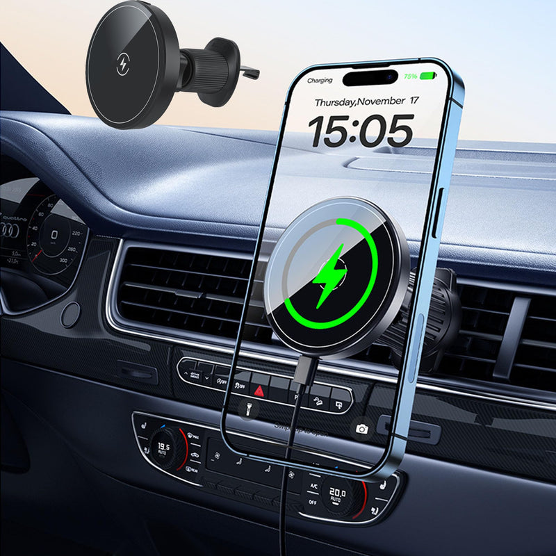 15W Magnetic Wireless Charging Car Mount Exclusive Snap-On Holder for iPhone 12-17 Series Accessories Dedicated Phone Stand Compatible with MagSafe b