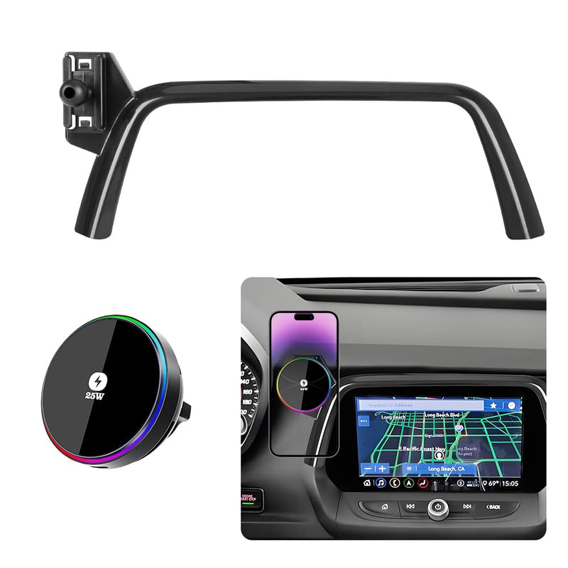 Qi2.2 Max 25W Fast Wireless Car Charger Phone Holder for Chevrolet Chevy Camaro 2016 2017 2018 2019 2020 2021 2022 2023 2024 Auto Accessories Magnetic Cell Phones Mount Compatible with MagSafe