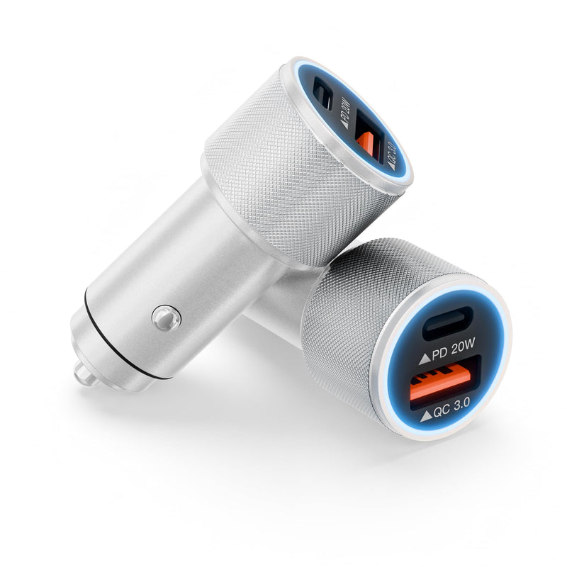 iPhone 17/16/15 Car Charger Fast Charging 2-Port Cigarette Lighter USB Charger,Dual USBA and USB C Car Adapter 2Pack Compatible with iPhone 17e/17 Pro/Air/16e/16 Plus/15 Pro Max,iPad mini/Air,Airpods
