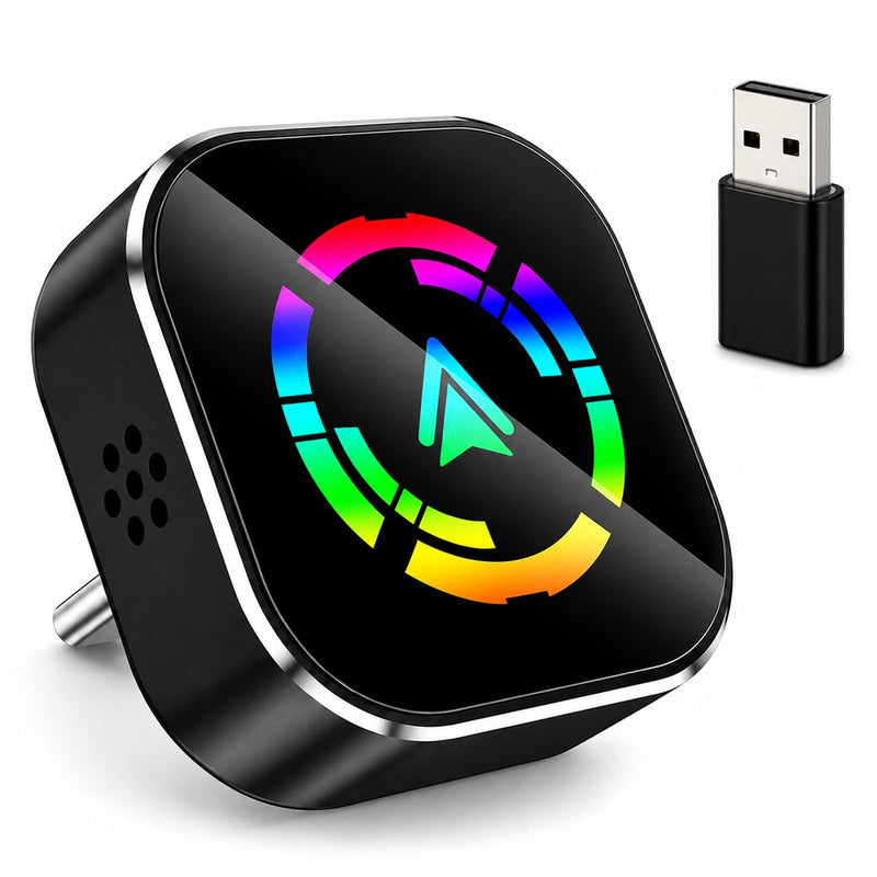 Wireless CarPlay Adapter,Car Play Wireless Adapter, 2-in-1 CarPlay Car Adapter Dongle, Convert Factory Wired Apple CarPlay to Wireless, Ultra-Mini Plug & Play, Includes USB C & USB-A