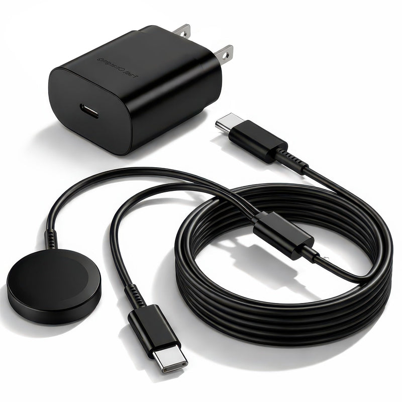 2 in 1 for Samsung Watch Charger, for Galaxy Phone Charger, 25W USB C Fast Charger Cable for Galaxy Watch 8/7/6/5/4/3/Ultra/FE/Active2 & Galaxy S25/S24/S23/S22, Magnetic Watch Charger, PD Travel Cord