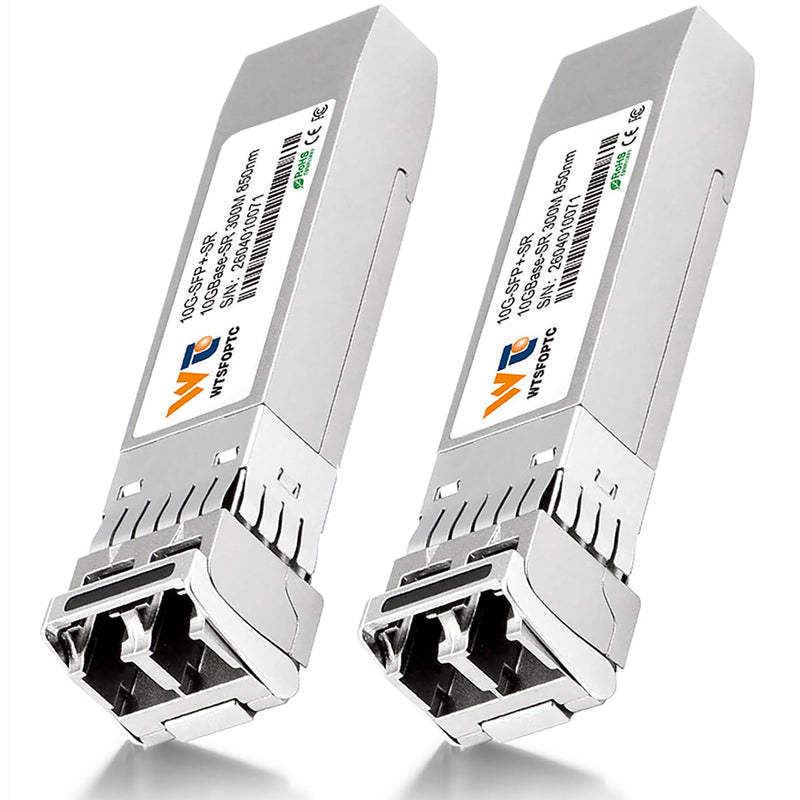 10G SR SFP Transceiver 2 Pack, 10gb Optical SFP+ LC Module Multimode 300m | 10Gbe SFP Module MMF 850nm, Compatible with Cisco SFP-10G-SR, Meraki, Mikrotik, Ubiquiti, Open Switches (NOT for Intel) 2 Pack)10G-SR: 300m