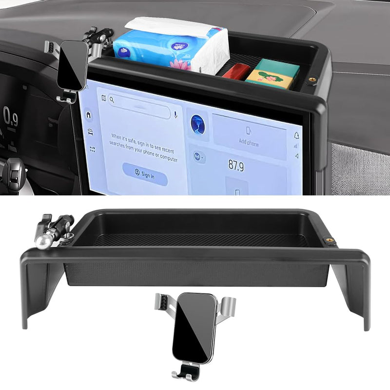 Car Phone Holder Center Console Organizer Tray for Ford Explorer 2025 2026 [13.2-inch Screen] Auto Interior Accessories Cell Phones Mount Mobile Cellphone Navigation Stand Dashboard Storage Accessory