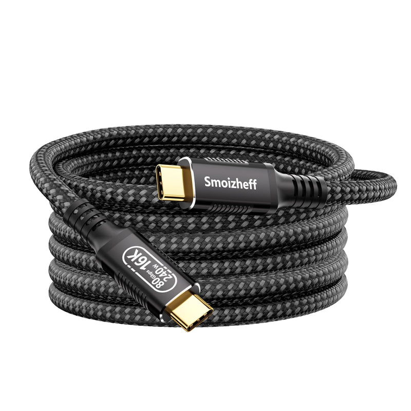 3m Coaxial USB-C to USB-C Cable 80Gbps 240W PD 3.1, Ultra-Flexible USB4 v2.0 Data Charging Cable with 16K@60Hz Video Output, Compatible with Thunderbolt 4/3, for Laptops, Monitors, SSDs, 10FT 10ft/3m