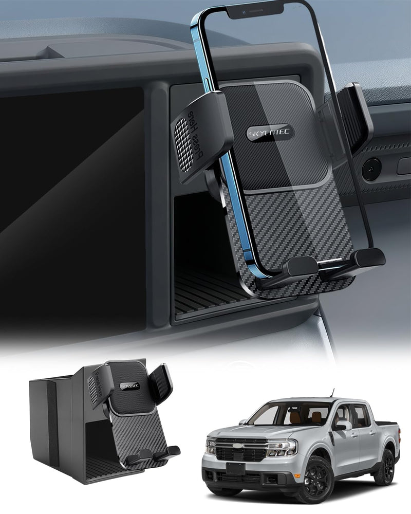 SKYLOTEC Car Phone Holder Cubby Insert for Ford Maverick 2022-2024 | Maverick Accessories Cell Phone Mount Storage Box Kit, Automobile Cradles Mobile Phone Base, NOT Block Air Vent Universal Holder