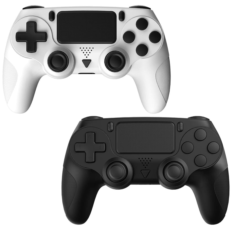 Huniquedec 2 Pack Wireless Controller for PS4/Pro/Slim/PC with Non-Slip Grip and Dual Vibration, Ergonomic Grip,USB-C Cable, Compatible with playstation 4 (Black and White)