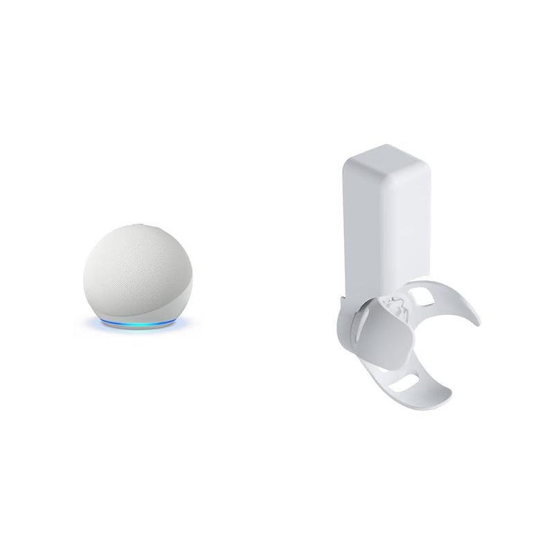 Echo Dot Bundle: Includes Echo Dot, Glacier White and Made for Amazon Outlet Hanger, Glacier White.