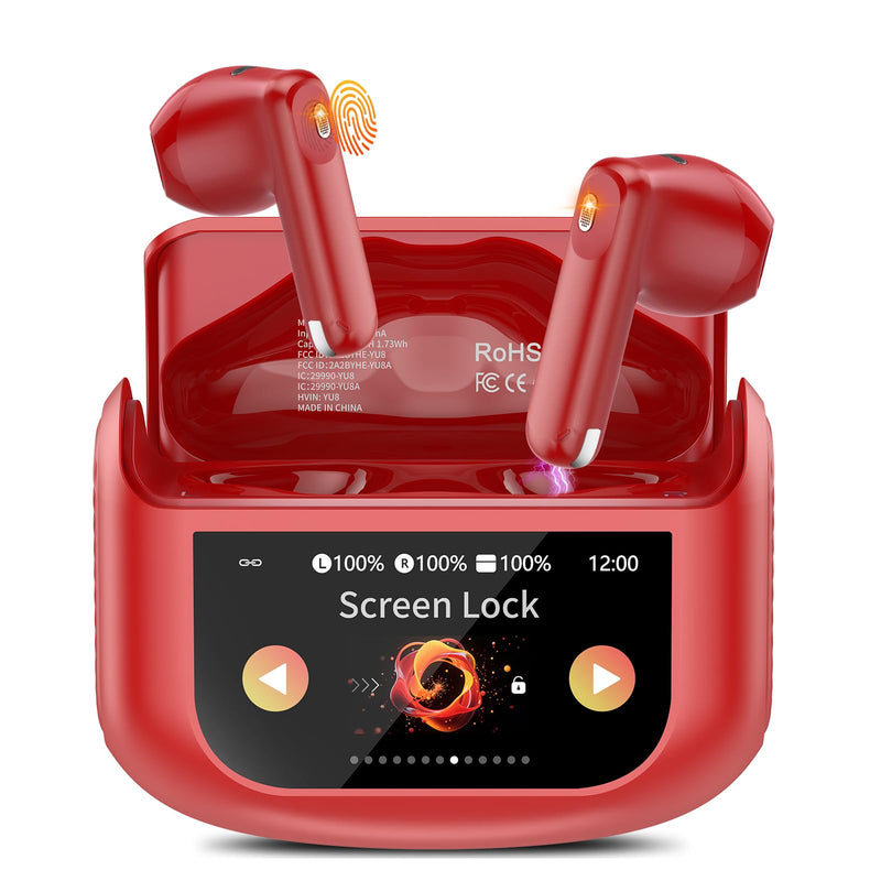 OYIB Wireless Earbuds, Headphones, Earbuds with ENC Noise Canceling, Red