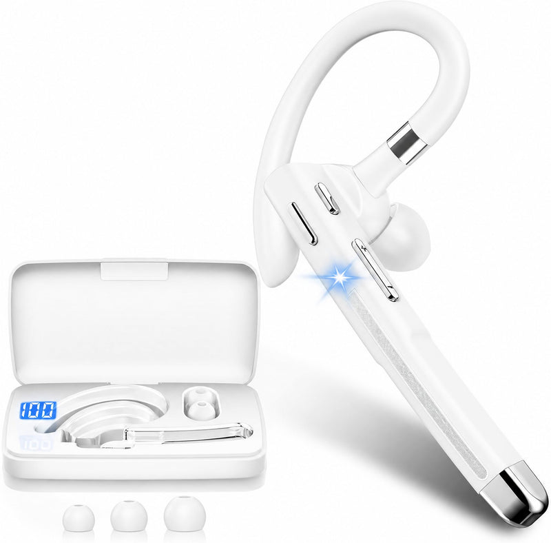 Hsility Bluetoth Earbuds with Mic for Office 270 Degree Rotatble Wireless Earbuds for Truck Driver White