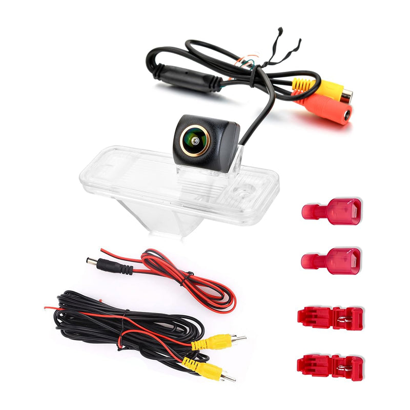 AHD1080P Car Reverse Camera for Hyundai Santa Fe ix45 Maxcruz KIA Carens Rondo, License Plate Light Replacement, Fisheye Golden Backup Cam, Night Vision, 170° Wide Angle, IP69