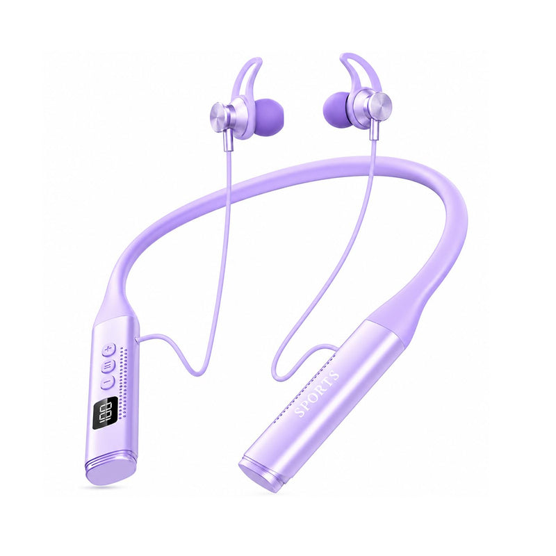 INDIVISO Bluetooth 5.4 Neckband Earbuds, Wireless Sports Headphones with Mic, 30H Playtime, IPX5 Sweatproof, Deep Bass, Fast Pairing for Running Gym Workout Commute (Purple) Purple