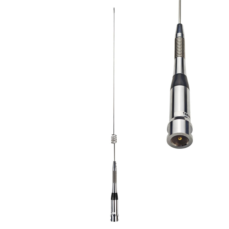 Dual Band Mobile Antenna 70cm 2meter VHF/UHF (144 / 430MHz) Stainless Steel Aerial PL-259 (UHF-Male) Connector for Repeater Ham Mobile Radio Transceiver