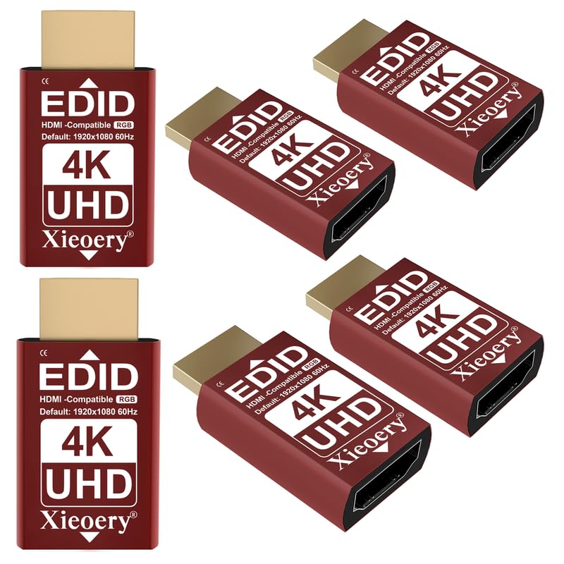 4K HDMI EDID Emulator 3840×2160 24/30/60Hz, Dummy HDMI Plug for Remote Desktop, Headless Servers, GPU Rigs, KVM, Industrial PCs, Stable Signal Output & Multi-Resolution EDID Support-6pack EDID HDMI 4K-3840x2160 6Pack