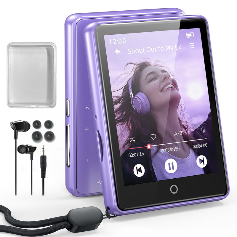 32GB MP3 Player with Bluetooth 5.3 Auto Reconnect, Zinc Alloy Frame | Built-in Speaker & White Noise, 2.8" Touchscreen, 48H Battery, Resume Playback, Supports 128GB microSD Card, Metallic Purple