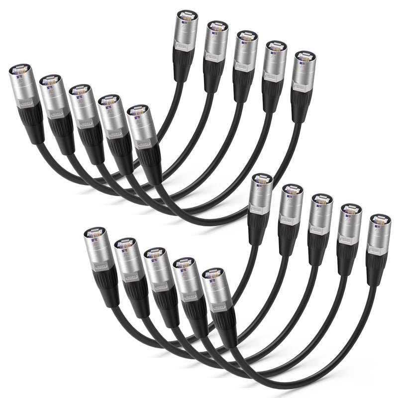 Ethercon Cable, Shielded Cat 5e Ethernet Cable Compatible with EtherCON RJ45 Connectors in Silvery for Professional Audio, Video and Networking Applications (10, 1FT) 1 FT 10