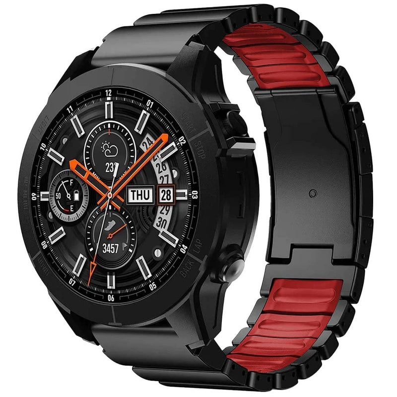 26mm 22mm Grade 2 Titanium Silicone Band for Tactix 8 51mm/Enduro 3 51 mm/Fenix 8/7/7X/6X, QuickFit Metal Strap for Venu 4 45mm/Fenix 8 47mm,Lightweight,Skin-Friendly Anti-Slip, No Hair Pulll black red 26mm