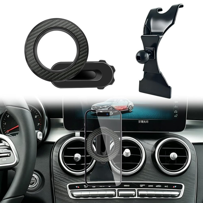 Car Phone Holder Mount for Mercedes Benz C Class 2015-2018 / GLC 2015-2019 | Accessories Magnetic Cellphone Stand, Cell Phones Navigation Charging Screen Cradles,Double 360°Rotation,for Magsafe Magnet for Benz C-Class 2015-2018, GLC 2015-2019