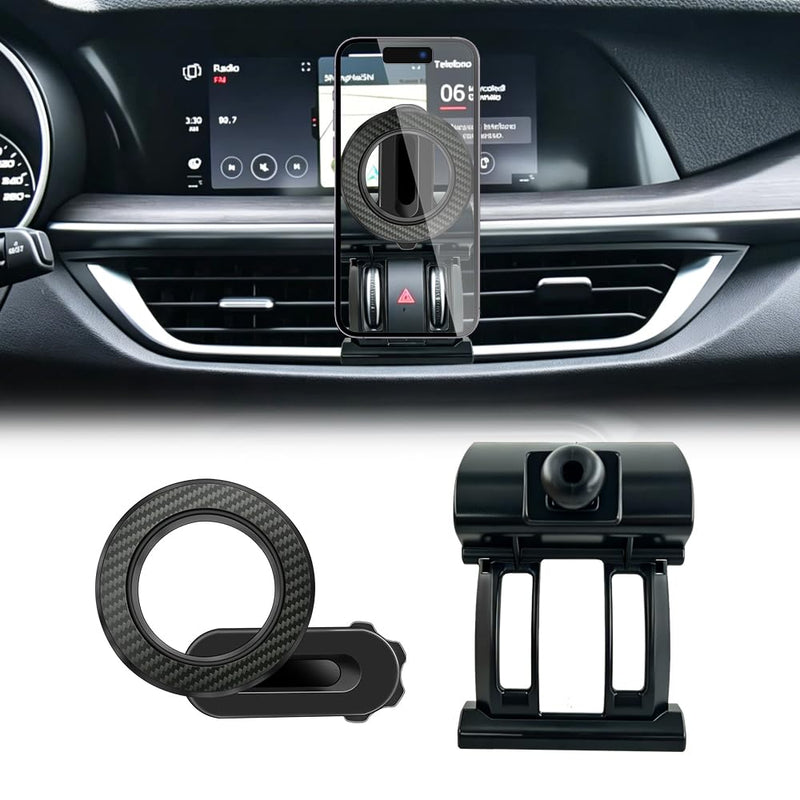 Car Phone Holder Mount for Alfa Romeo Stelvio 2018-2026 Accessories | Magnetic Cellphone Stand, Cell Phones Navigation Charging Screen Cradles,Double 360°Rotation,for Magsafe Magnet Accessory