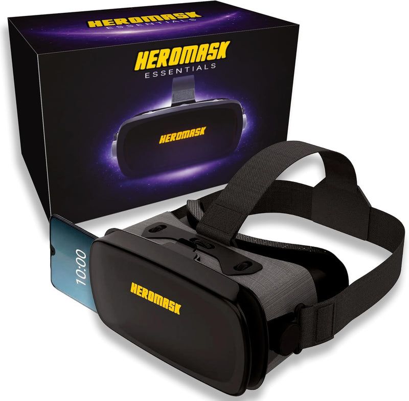 Heromask Essentials VR Headset for Phone · 3D Films & 360° Videos | 3D films, 360° videos & VR games with your smartphone. Adjustable HD lenses. Gift for adults & families