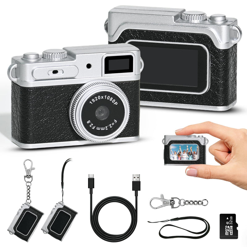 Mini Digital Camera 1080P HD - Keychain Small Camera with 64GB Card, 0.96" HD Display, Fun Pocket-Sized Gadget for Kids & Adults,Video Recorder with Long Battery Life for Travel, Black