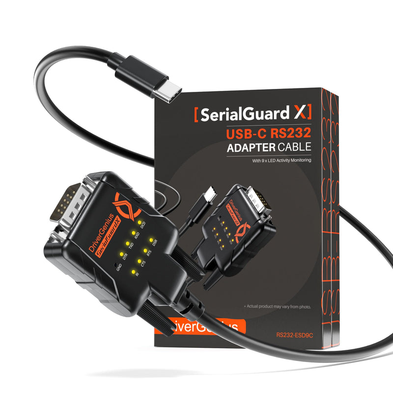 SerialGuardX FTDI USB-C to RS232 DB9 Serial Adapter 9-LED Diagnostic,2-Pack | Full-Pin RS232 Signal Support for Hardware Testing & Diagnostics in Industrial Control & Legacy Device Environments 2-Pack/SerialGuardX