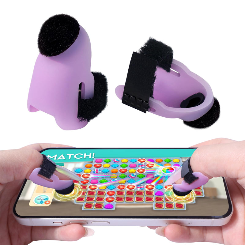 2 Pack Soft Anti-Slip Reusable Finger Guards for Long Manicure Nails | Double Thumb Touch Screen Finger Sleeves for Mobile Gaming, Laptop Typing, Art Drawing, Great for Insensitive & Stiff Fingers