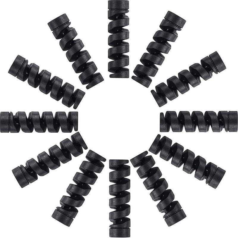 12 Pcs Charger Cable Protector,TP Flexible Cable Saver,Spiral USB Mouse Wire Protector for Headphone Laptop Earphone Cell Phone Wrap Accessories (Black)
