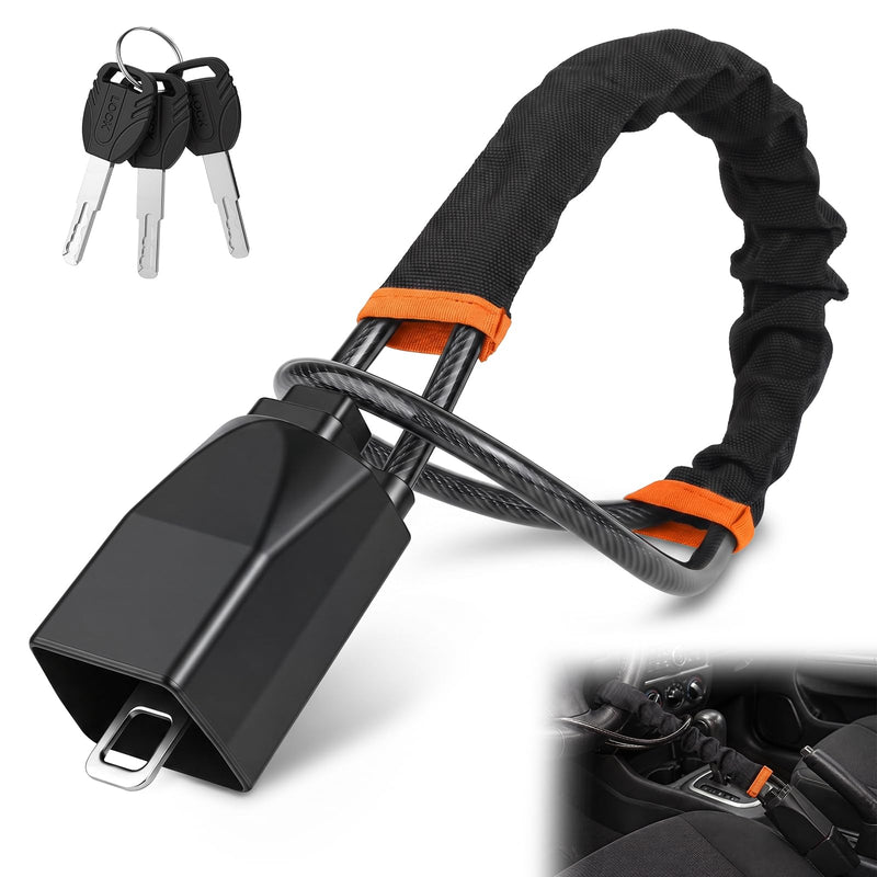 Car Steering Wheel Lock, 1PC Car Anti Theft Device, Seat Belt Lock | Thickened Steel Wire, Max 17” Locking Length, Easy Storage, 3 Keys, Fits Most Vehicles, Trucks, SUVs, Vans (Black) Black 1