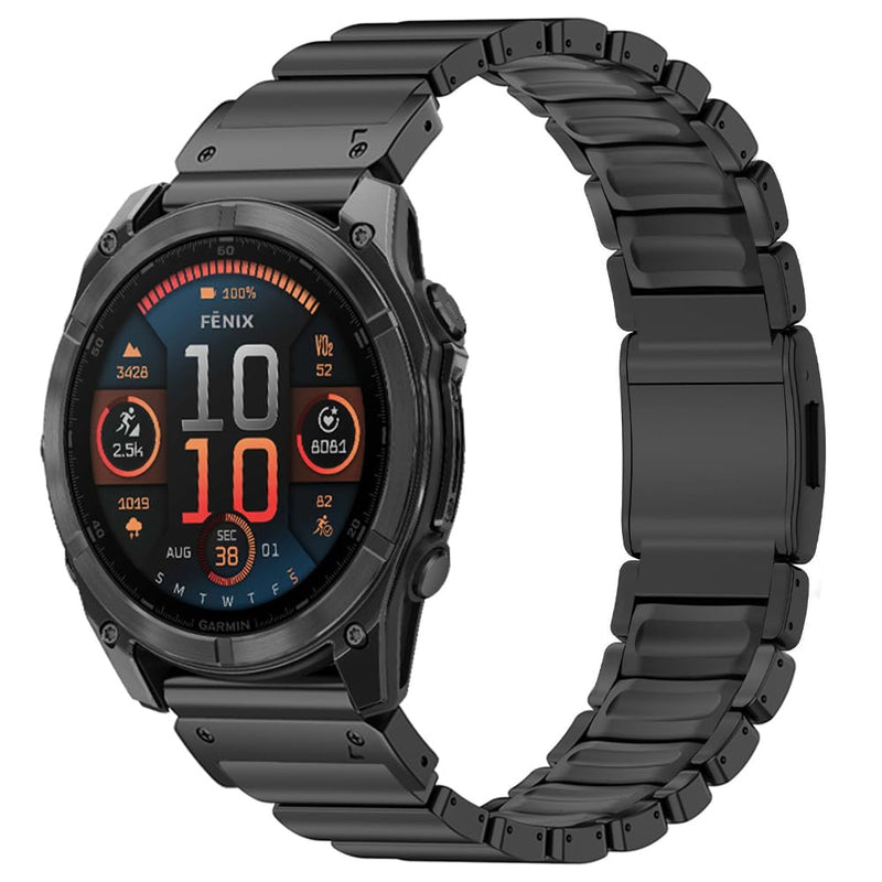Magnetic Band Compatible with Garmin Watch Band 22mm/26mm，Quickfit Design Titanium Silicone Dual-Layer Link For Garmin Fenix 8/7/6 Pro/5 Plus/Tactix/MARQ/Endur/Quatix/Forerunner 935/945 Black Quickfit 26mm