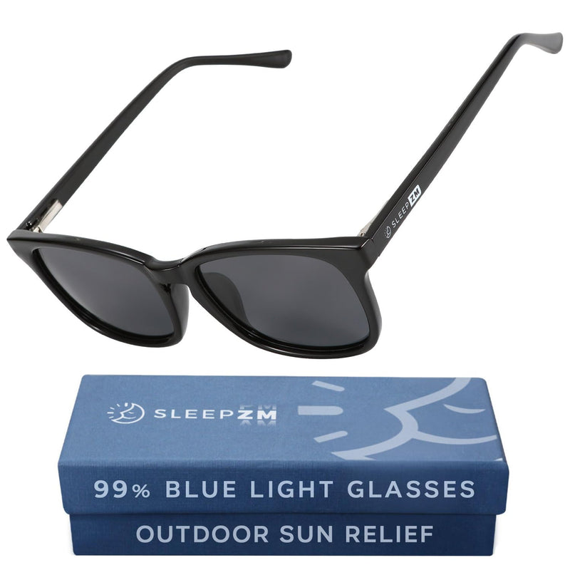 Blue Light Sensitivity Glasses for Migraines, Relaxation, Relief | Eases Headaches & Photophobia, Calms Anxious Eyes, Comfy Unisex Fit Wayfarer Frame - Shade Grey Lens 41