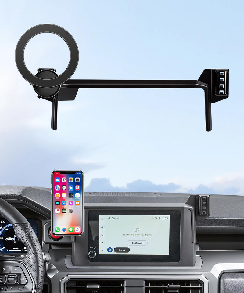 Car Phone Holder for Toyota Tacoma 2024-2026/ 4Runner 2025-2026, 8" Screen | Magsafe Accessories Magnetic Cell Phone Mount Clip Compatible with iPhone, 3D fit Stable Dashboard Navigation Bracket Stand