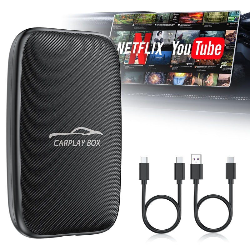 6-in-1 Magic Video Box for Netflix/YouTube, Wireless CarPlay Adapter & Android Auto Wireless Adapter Convert Wired to Wireles Carplay Dongle for OEM Wired CarPlay Cars, TF Card Playback, Plug & Play Compact