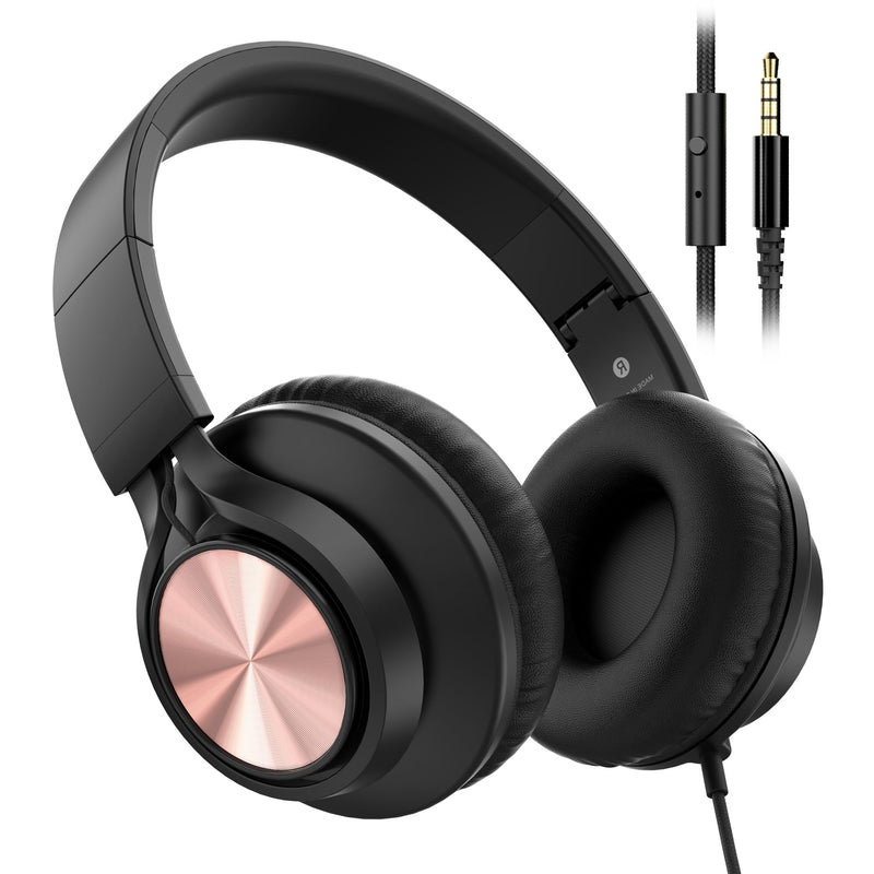 Kids Headphones with Microphone, School Headphones for K-12 girls-Pink | Over-Ear Headphones for Classroom, Online Learning, Travel, Kids, Teens, Chromebook, Laptop & Tablet Deep Pink
