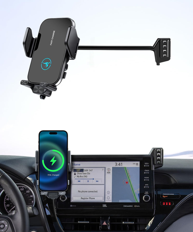 Wireless Charger Car Phone Holder for Toyota Camry 2021-2024, 9 inch Screen | Camry Hybrid 2021-2024,Auto Clamp Cell Phone Mount Accessories 15W Qi Fast Charging Stand Compatible with iPhone Android for 2021-2024 Camry/Hybrid(9 inch screen only)