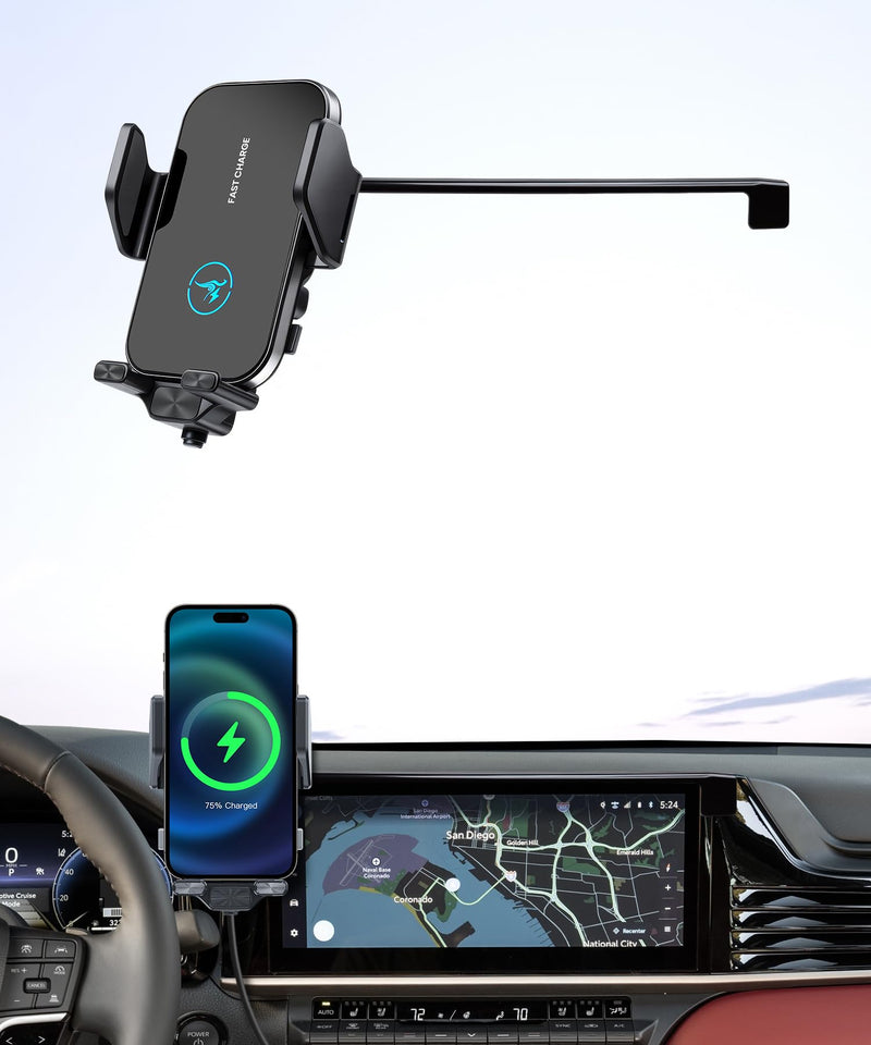 Wireless Charger Car Phone Holder for Toyota Camry 2025 2026, 12.3" Screen | Auto clamp Cell Phone Mount Accessories 15W Qi Fast Charging Stand Compatible with iPhone Android,360° Navigation Bracket for 2025-2026 Camry(12.3 inch screen only)