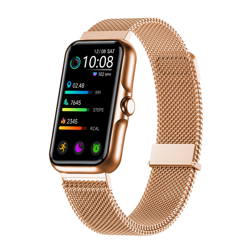 Health Fitness Tracker, Smart Watch with 24/7 Heart Rate and Blood Oxy-gen Monitor, Sleep Tracker with IP68 Waterproof, Activity Tracker Pedometer Step Counter for Women Men Pink Gold