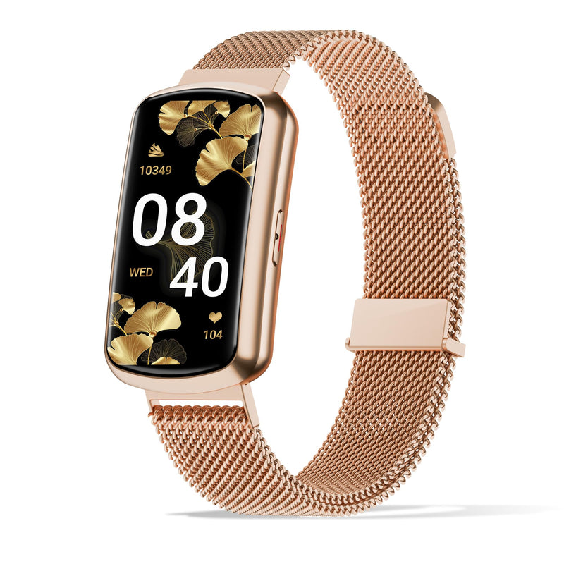 Health Fitness Tracker with 24/7 Heart Rate, Smart Watch with Blood Pressure and Blood Oxy-gen Monitor, Bulit-in 120+ Sport Mode, Sleep Tracking Waterproof Activity Tracker for Women Men Pink Gold