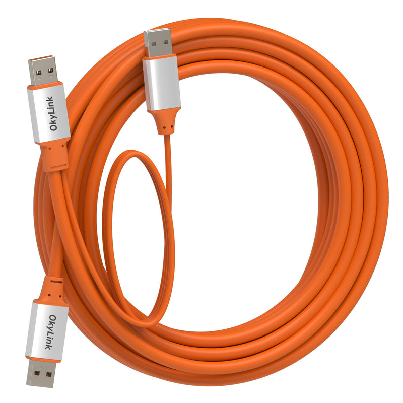 OkyLink Active USB 3.2 Gen 2 A to A Cable Male to Male 10Gbps, 25ft | 8m with External Power, Long Range, Orange, for Home Theater, Office Wiring & Remote Connection USB3.2(10Gbps) 25ft (8m)