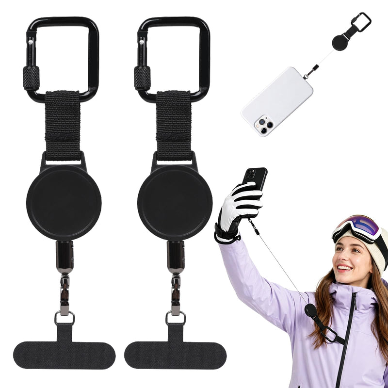 Retractable Phone Tether Anti Theft, Anti Pickpocket Phone Strap With Secure Locking Clip and 360° Anti-Tangle Design for Travel Hiking Skiing(2pcs